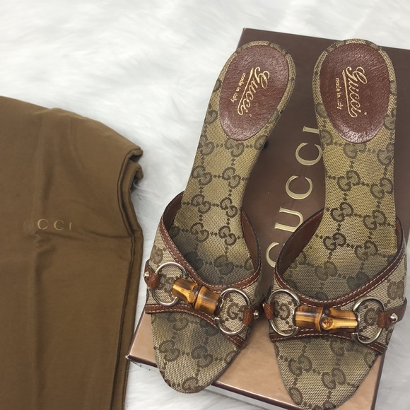 Gucci Shoes - Gucci GG CINGHIALE BRIZZOLAT 138713 Sandals Women’s 7Beige/Ebony/Nut